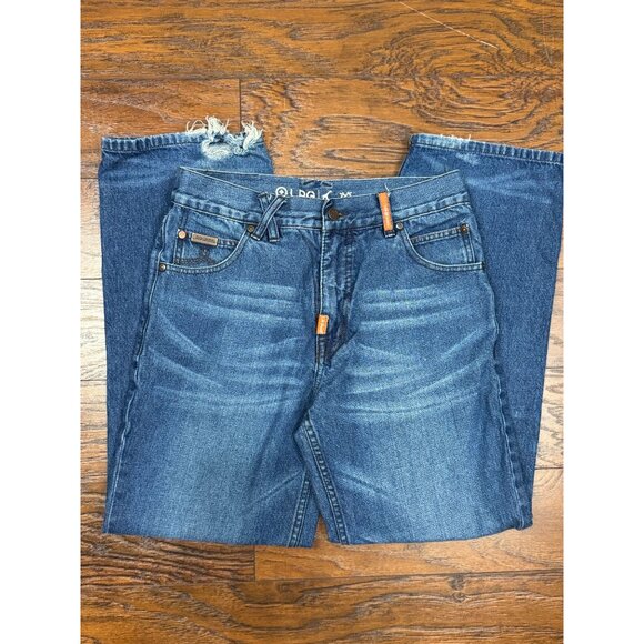 LRG Mens Blue Jeans Size 30x30 Distressed Denim Relaxed Fit Embroidered Pocket - Picture 2 of 9